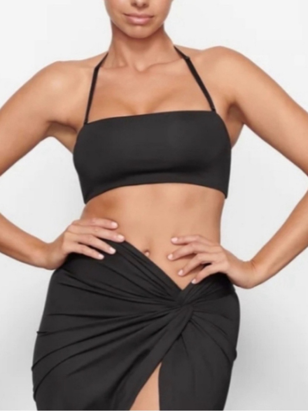 Skims black bandeau bikini top